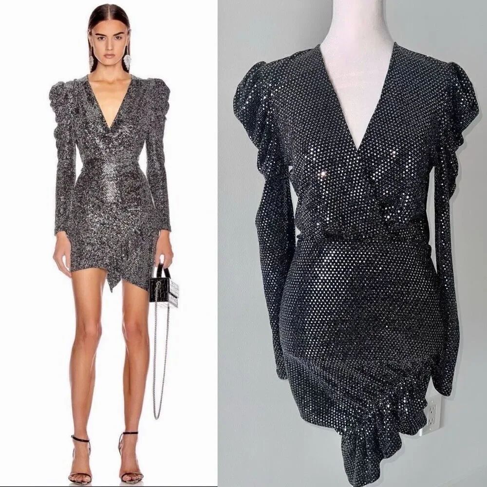 Iro New Loulou Sequin Puff Shoulder Mini Dress